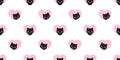 Cat seamless pattern heart vector valentine kitten head calico black scarf isolated repeat wallpaper cartoon tile background illus