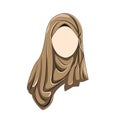 Hijab muslimah vector brown color