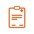 medical, checklist , orange report icon Royalty Free Stock Photo