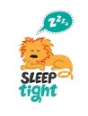 Illustration of a sleeping lion in cartoon style Royalty Free Stock Photo