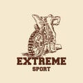 Extreme motocross hand drawn logo. - Vector Royalty Free Stock Photo