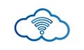 Blue Coud WiFi Icon on White Background Royalty Free Stock Photo