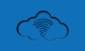 Blue Coud WiFi Icon on Blue Background Royalty Free Stock Photo