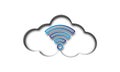 Cloud Blue WiFi Icon on White Background Royalty Free Stock Photo