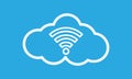 White Coud WiFi Icon on Blue Background Royalty Free Stock Photo