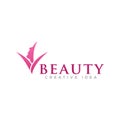 Beauty women with leaf nature logo template