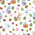 Seamless pattern Easter bunnies