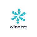 Colorful Abstract Happy Winners People Logo Design Illustration