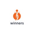 Colorful Abstract Happy Winners People Logo Design Illustration