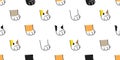 Cat paw seamless pattern vector kitten breed calico footprint cartoon scarf isolated repeat wallpaper tile background illustration