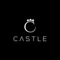 Castle vector logo. C letter logo. Crown emblem Royalty Free Stock Photo