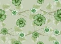 Beautiful flowers and leaves on branches pattern Royalty Free Stock Photo