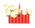 Bright yellow color peonies in a basket