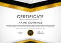 Certificate template with geometry frame and gold badge. White background design for Diploma Royalty Free Stock Photo