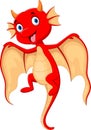 Cute flying red dragon smiles