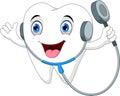 Tooth with stethoscope cartoon