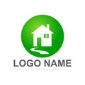 House, home, real estate, logo, blue architecture symbol rise building icon for your company Royalty Free Stock Photo