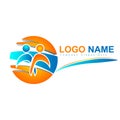 People logos colorful together, team circle 3d new concept, care. family culture vector logo.