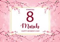 8 march international women`s day background with cherry blossoms