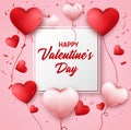 Happy Valentines Day background with heart shaped balloons