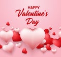 Happy Valentines Day background with with heart shaped balloons