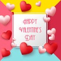 Happy Valentines Day background with heart shaped balloons