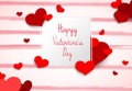 Happy valentines day greetings card with paper cut heart shape