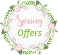 Spring offer background with flower wreath