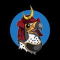 Cartoon ronin Falcon warrior head illustration