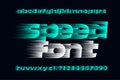 Speed alphabet font. Fast speed effect lowercase letters, numbers and symbols.