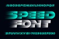 Speed alphabet font. Fast speed effect uppercase letters, numbers and symbols.