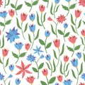 Spring flowers seamless pattern. Vector illustration Royalty Free Stock Photo