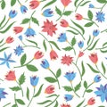 Spring flowers seamless pattern. Vector illustration Royalty Free Stock Photo