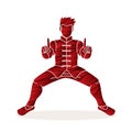 Man Kung Fu action ready to fight graphic Royalty Free Stock Photo