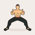Man Kung Fu action ready to fight graphic Royalty Free Stock Photo