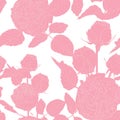 Beautiful seamless pattern with pink line roses and leaves.