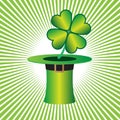 St. Patrick cap with lucky four leaf clover Royalty Free Stock Photo