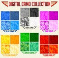Color Camo Seamless Vector Digital Camouflage collection, Pattern Set