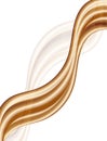 Golden design with flowing wavy lines and shapes isolated on white background. Royalty Free Stock Photo