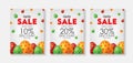 White Easter Sale Poster or Flyer Set with Colorful Eggs. Advertising Campaign in Retail, Sale Promo Marketing, Ad Offer on Shoppi Royalty Free Stock Photo