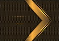 Abstract gold arrow direction on hexagon metallic mesh design modern futuristic background vector