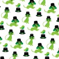 Saint Patricks Day cats dogs birds pattern