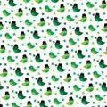 Saint Patricks Day cute birds and shamrock pattern