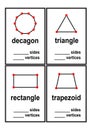 Count sides and vertices shapes worksheet for preschool kids vector Royalty Free Stock Photo