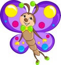 Adorable color kawaii drawing of a little butterfly, beautifully colored, for children`s book Royalty Free Stock Photo