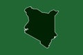 Kenya vector map with single border line boundary using green color area on dark background illustration