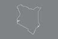 Kenya vector map with single border line boundary using white color on dark background illustration Royalty Free Stock Photo