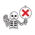 Cartoon vector skeleton with wrong sign