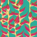 Seamless vector pattern with vivid tropical flowers