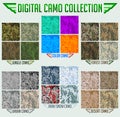 Military Digital Camouflage Camo Seamless Vector collection, Pattern Set